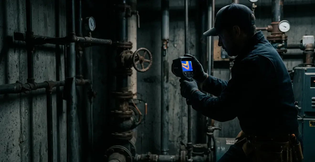 Caméra thermique révélant les fuites de chaleur invisibles dans une habitation