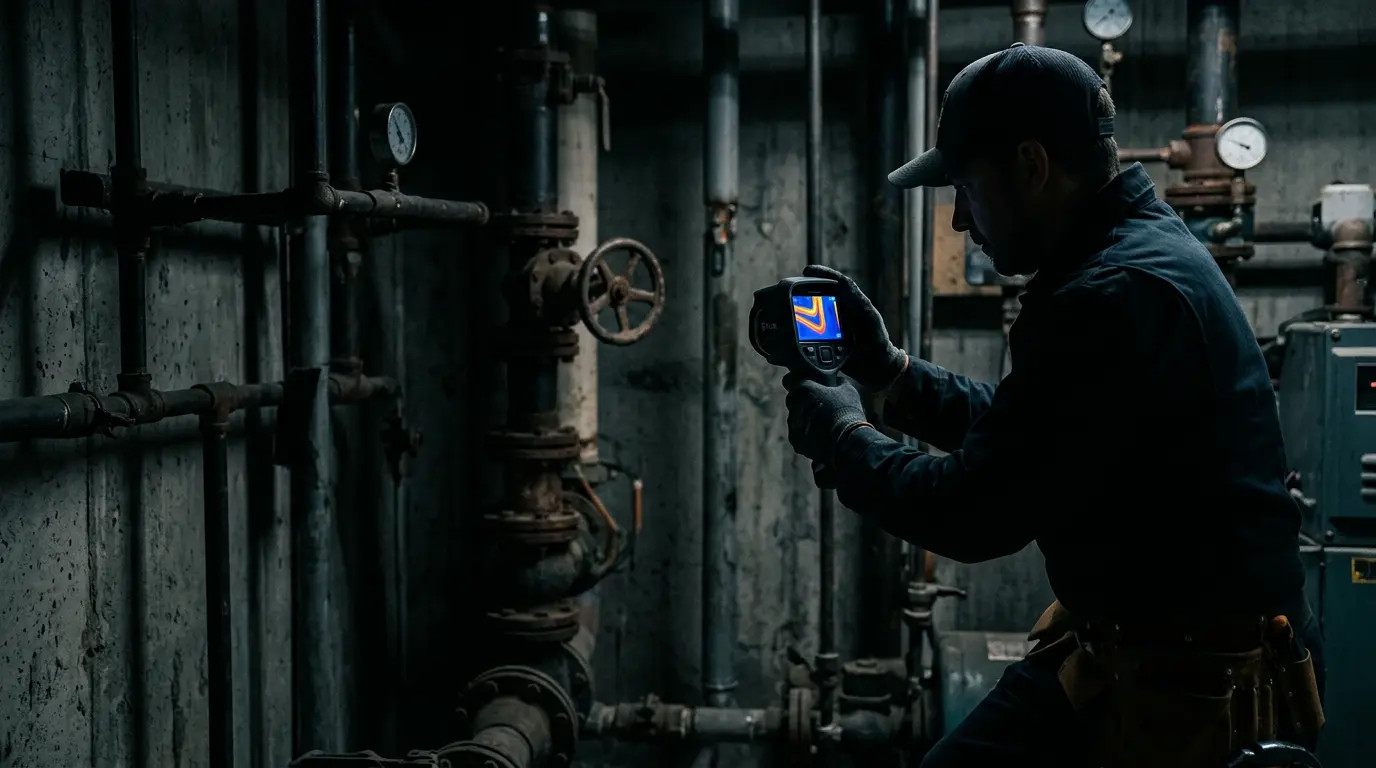 Caméra thermique révélant les fuites de chaleur invisibles dans une habitation