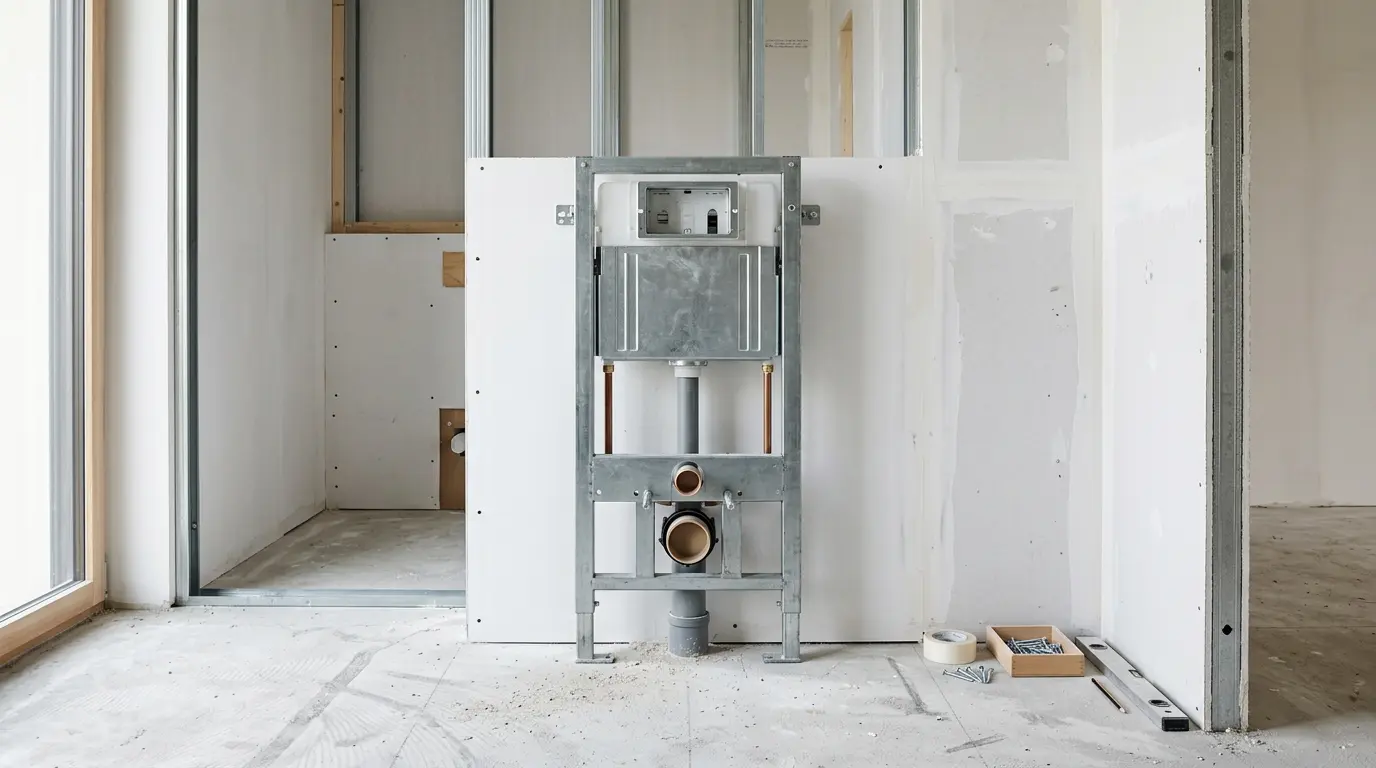 Installation professionnelle d'un bâti-support pour WC suspendu avec cloison en placo