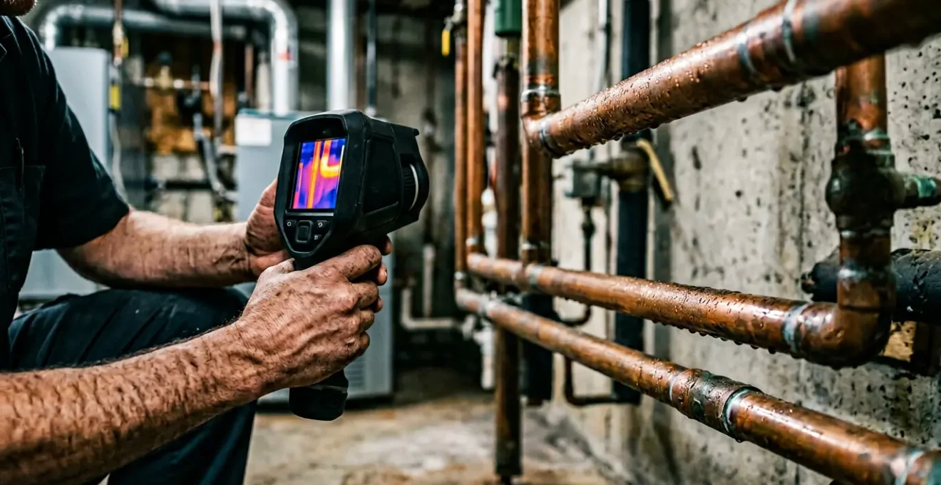 Diagnostic thermique de fuites sur tuyauteries dans une installation de plomberie