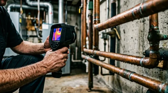 Diagnostic thermique de fuites sur tuyauteries dans une installation de plomberie