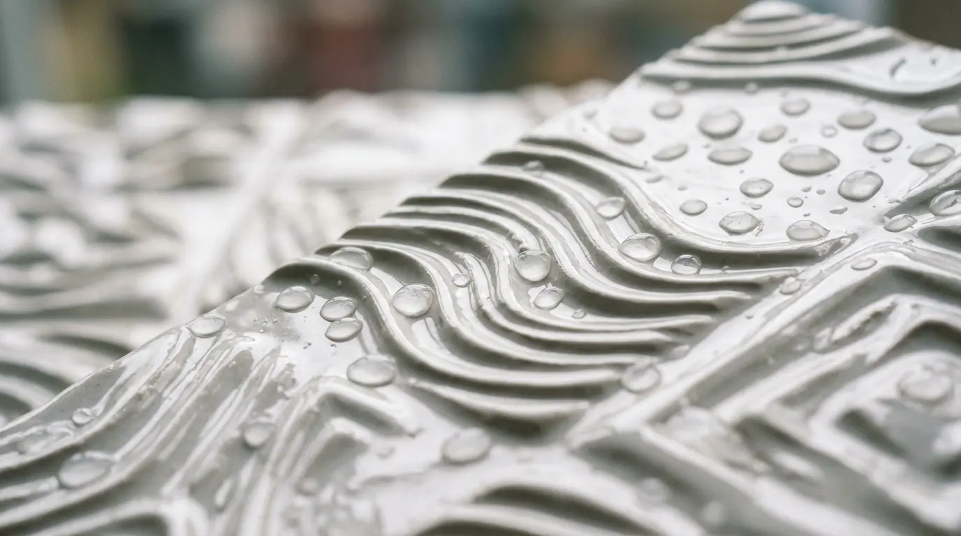 Carrelage en relief avec détails texturés et jeux de lumière