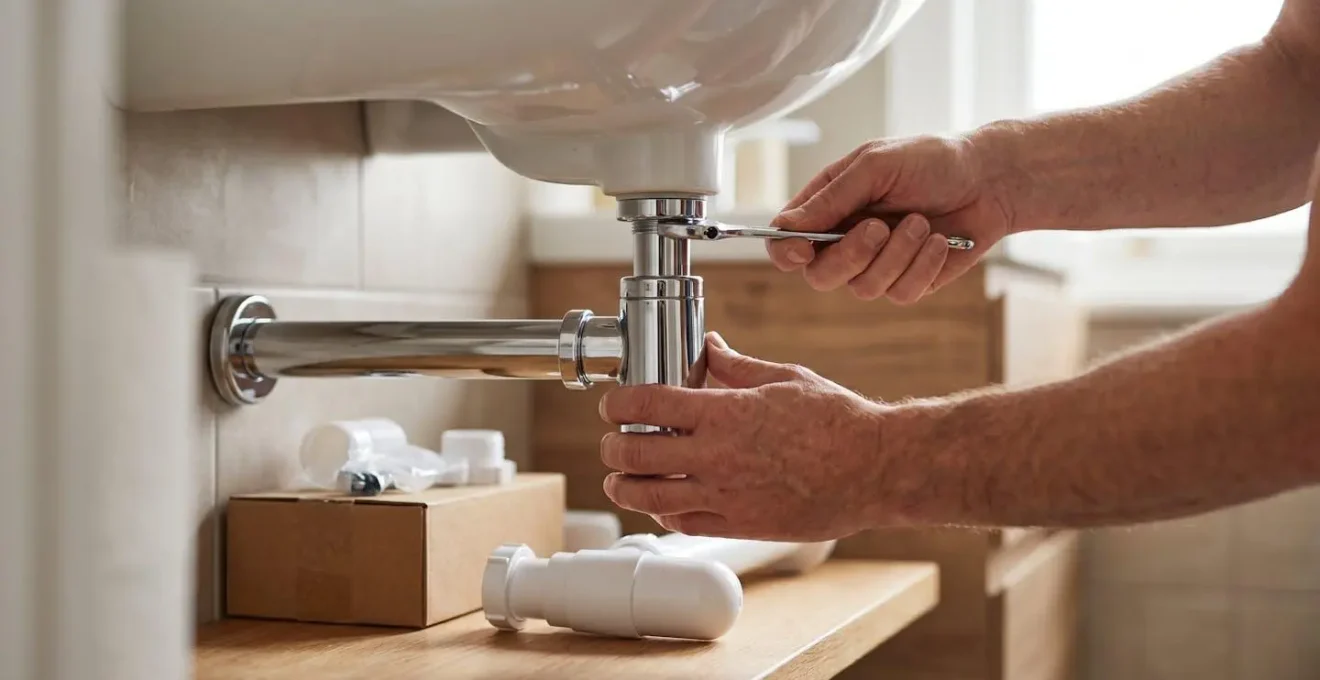 Comparaison visuelle entre siphon design et cache-siphon sous vasque suspendue