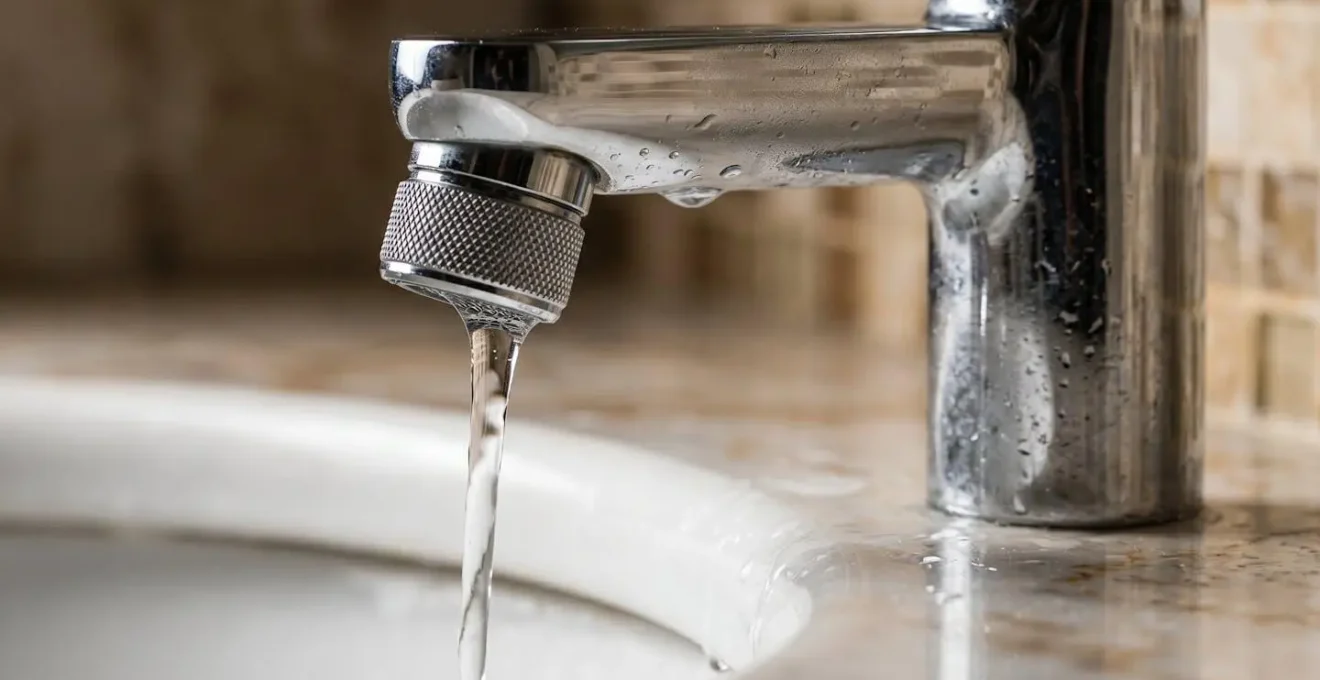 Vue latérale montrant la mesure correcte entre un mitigeur et une vasque de salle de bain